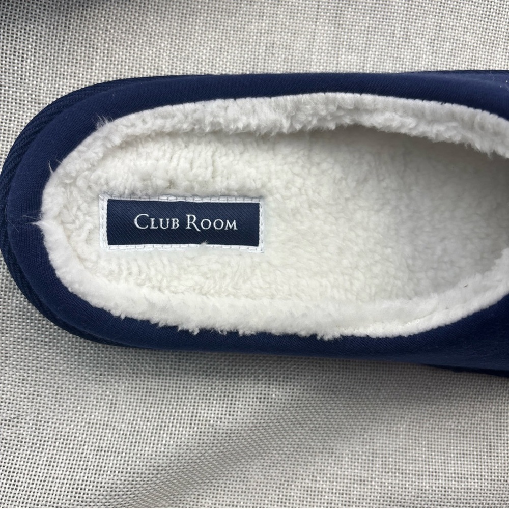 Club Room Men's Holiday Lights Slippers Slip On Blue Multi Medium 8-9 - Picture 2 of 5
